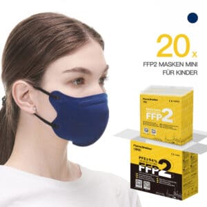 FlameBrother FFP2 Masken Kinder FFP2 Small Size CE Zertifiziert Atemschutzmaske Farbig in Blau 20 Stück