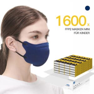 FlameBrother FFP2 Masken Kinder Blau FFP2 Small Size CE Zertifiziert Atemschutzmaske Farbig in Blau 1600 Stück