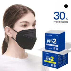 FlameBrother FFP2 Masken Schwarz CE Zertifiziert FFP2 Atemschutzmaske Farbig in Schwarz 30 Stück